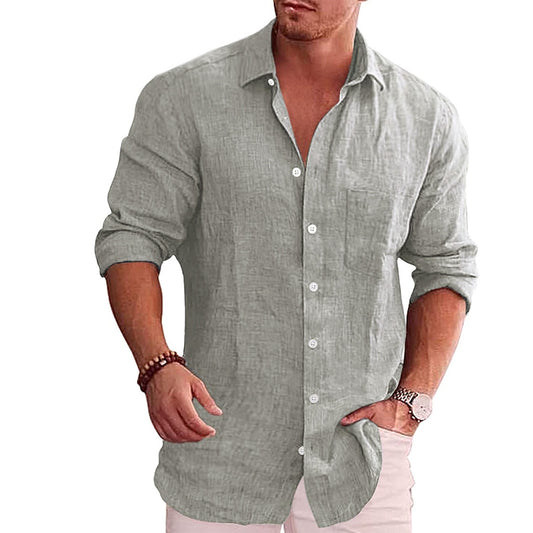 Linen Shirts for Men, Men's Cotton Linen Casual Button Down Shirt Short  Sleeve Dress Shirts Loose Plain Tshirts