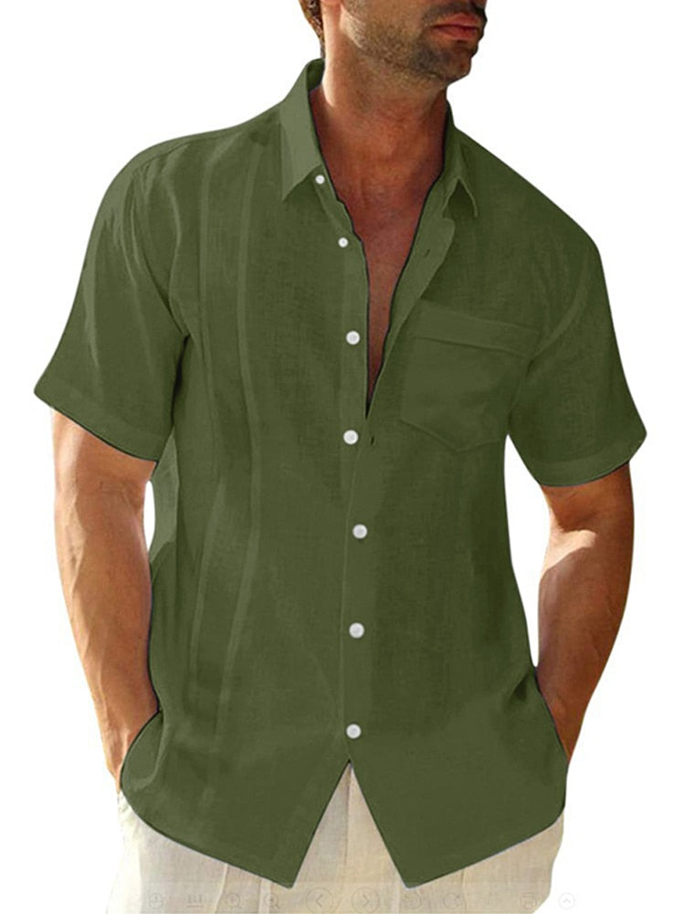 Men's Short Sleeve Turn-down Collar Cotton Linen Shirt – Linen Shirts  Canada 🍁