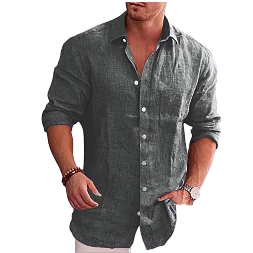 Men's Casual Cotton Blend Long Sleeve Shirt – Linen Shirts Canada 🍁